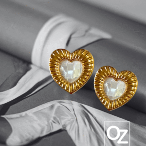 Brinco coração de pérola