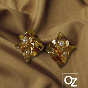 Brinco dourado losango orgânico