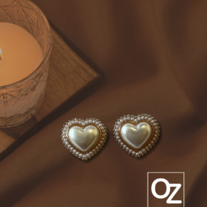 Brinco coração de pérola